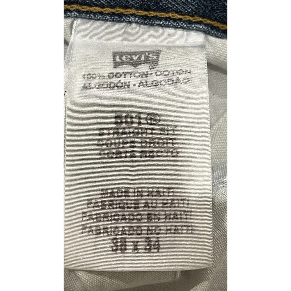 Vtg Levi’s 501 Button Fly Straight Leg Jeans 36x30 Made In Haiti